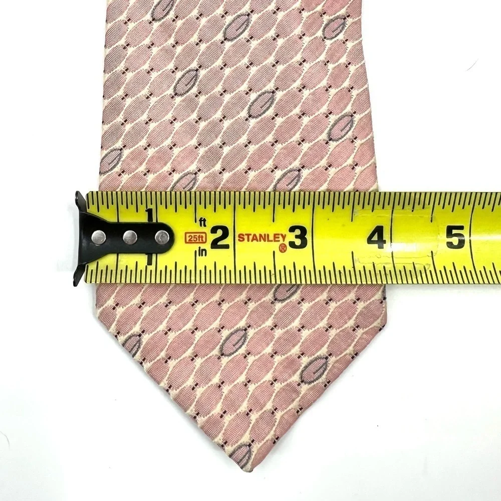 Gucci 100% Silk Tie Pink Pointed With Monogram G Made In Italy Oval Pattern